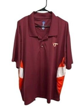 Virginia Tech 2XL Maroon Orange NCAA Polo Shirt Collegiate Performance Golf